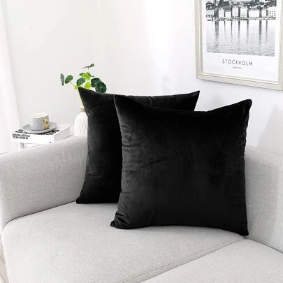 1pc Plain Cushion Cover Without Filler, velvet pillowcase for sofa, home decoration