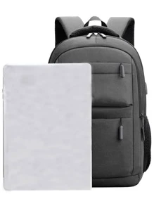 Women's Backpack, Thickening Material, Large Capacity, Casual Student Bookbag, Multi-Layer Storage Bag, Travel Computer Double Shoulder Bag - Dark Grey - View 5