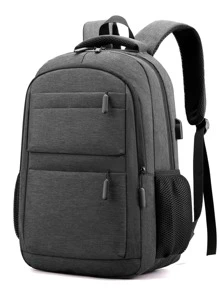 Women's Backpack, Thickening Material, Large Capacity, Casual Student Bookbag, Multi-Layer Storage Bag, Travel Computer Double Shoulder Bag - Dark Grey - View 1