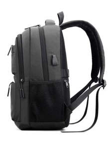 Women's Backpack, Thickening Material, Large Capacity, Casual Student Bookbag, Multi-Layer Storage Bag, Travel Computer Double Shoulder Bag - Dark Grey - View 4