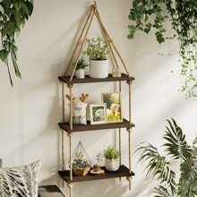 1 pièce Étagères murales Boho WoodLiving - Étagère murale en bois, étagère murale pour plantes, ensemble d'1 - Étagères flottantes rustiques de style ferme, utilisée pour les étagères de chambre à coucher, décoration murale d'entrée, décoration de la maison, décoration de la pièce, décoration murale