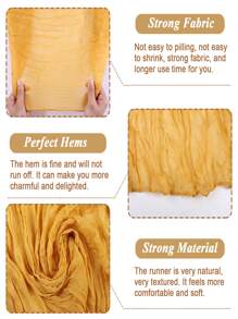 Pleated Gauze Table Runner For Rustic Wedding Party, Festival, Gift, Ginger Table Runner - Ginger - View 5