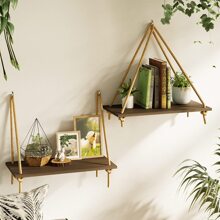 1 pièce Étagères murales Boho WoodLiving - Étagère murale en bois, étagère murale pour plantes, ensemble d'1 - Étagères flottantes rustiques de style ferme, utilisée pour les étagères de chambre à coucher, décoration murale d'entrée, décoration de la maison, décoration de la pièce, décoration murale
