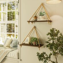 1 pièce Étagères murales Boho WoodLiving - Étagère murale en bois, étagère murale pour plantes, ensemble d'1 - Étagères flottantes rustiques de style ferme, utilisée pour les étagères de chambre à coucher, décoration murale d'entrée, décoration de la maison, décoration de la pièce, décoration murale