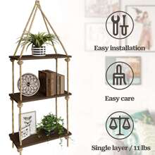 1 pièce Étagères murales Boho WoodLiving - Étagère murale en bois, étagère murale pour plantes, ensemble d'1 - Étagères flottantes rustiques de style ferme, utilisée pour les étagères de chambre à coucher, décoration murale d'entrée, décoration de la maison, décoration de la pièce, décoration murale