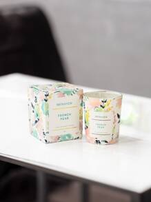 1pc Flower & Slogan Graphic Candle - Baby Pink - View 2