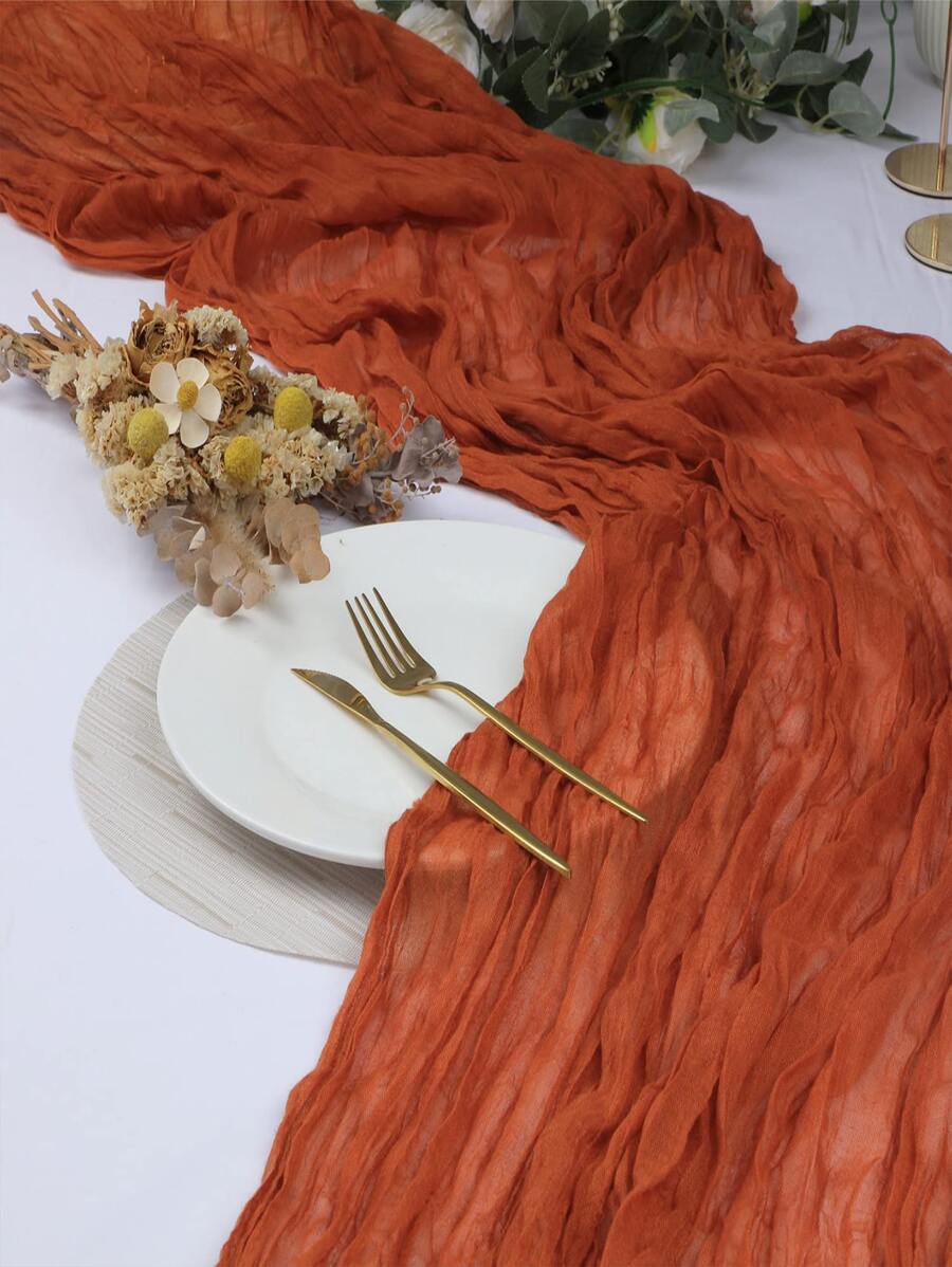 Explosive Pleated Gauze Table Runner Country Wedding Party Table Decoration Holiday Gift Table Runner Table Towel Multi-Color Options