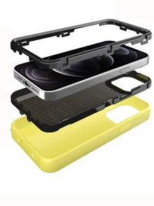 3-Layer Heavy Duty Car Bumper Cover Shock Absorber Anti-Dust Phone Case Compatible With Apple Phones - Yellow - View 1