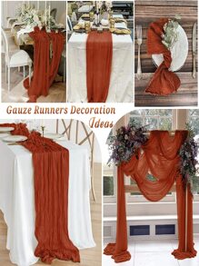 Explosive Pleated Gauze Table Runner Country Wedding Party Table Decoration Holiday Gift Table Runner Table Towel Multi-Color Options
