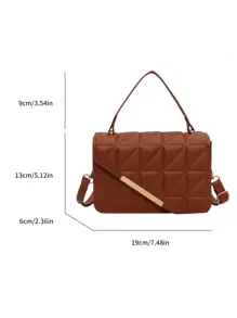 Mini Stylish Tote Bag With Chain And Stitching Details - Brown - View 10