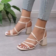 女性高跟涼鞋 - 米色 - 查看 1
