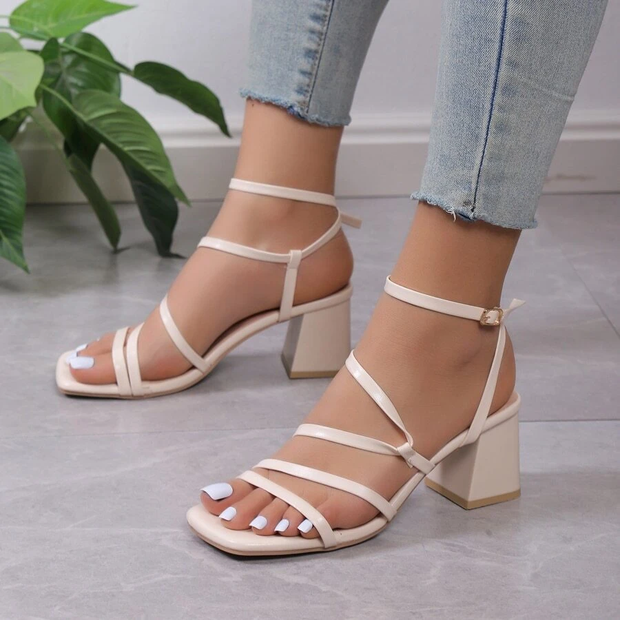 女性高跟涼鞋 - 米色 - 查看 1