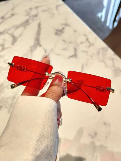 1 件方形无框金属臂女士时尚处方眼镜派对太阳镜沙滩配饰万圣节女士沙滩配饰眼镜太阳镜基础款秋冬女士服装商务休闲夏季海滩度假、户外、旅行礼品