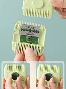1pc Dual Purpose Hair Trimming & Bangs Cutting Comb, Prevent Hair Damage - Green - View 6