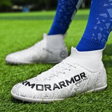 Mới Cao-top Giày bóng đá Nam Thoáng khí Nhẹ Không trượt Ngắn Móng tay Vỡ Móng tay Ngoài trời Trò Chơi Tập huấn Giày thể thao - trắng - Xem 5