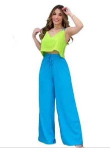 Women Pants - Blue - View 1