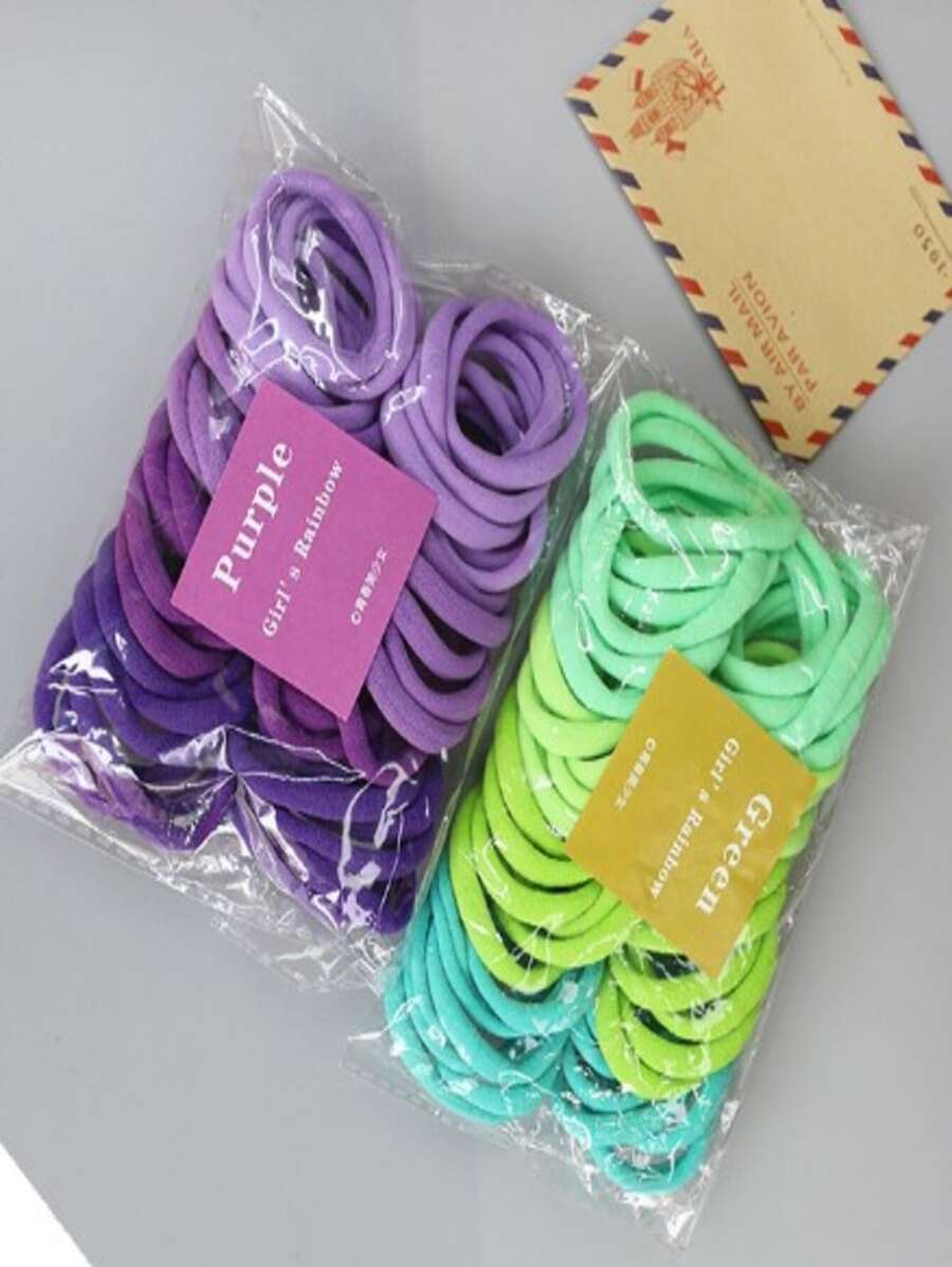 女孩日常款髮圈，適用於休閒髮型 - 綠色 - 查看 1