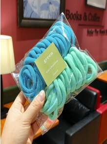 女孩日常款髮圈，適用於休閒髮型 - 綠色 - 查看 8