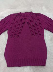 Women Knit Tops - 紫色 - 查看 2