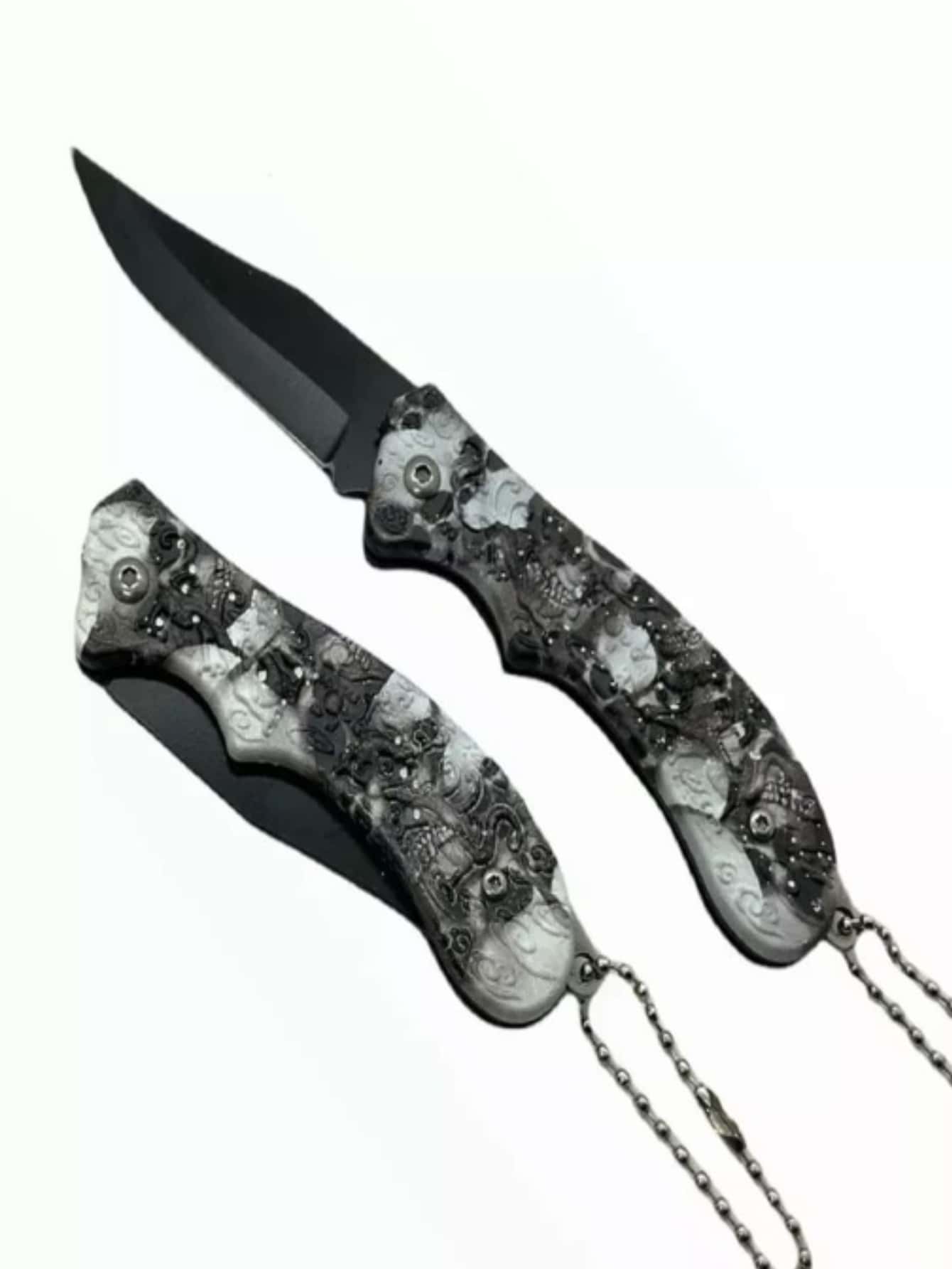 Folding Tactical Knife With Chain - 灰色 - 查看 1
