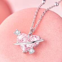 1 Miếng Màu hồng Kim cương Tim Hành tinh Dây chuyền Đối với phụ nữ , Linh hoạt Phụ kiện Với Phong cách ins , Thanh tú Xương quai xanh Chuỗi , Hợp thời - Nhiều màu - Xem 10