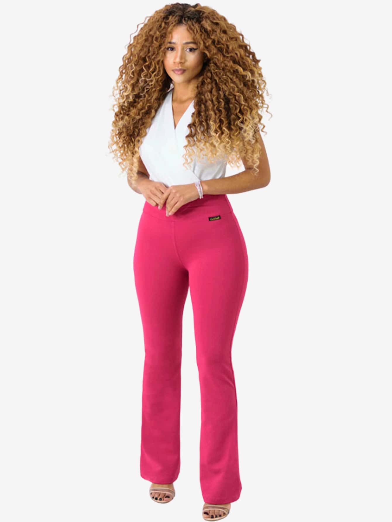 Plus Size Pants - 玫紅色 - 查看 1