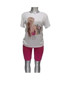 Conjunto de dama biker con diseño de moda - Rosa - Ver 1