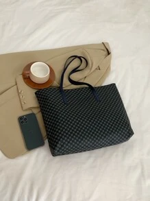 Túi Tote Túi Đeo Vai Thời Trang Dung Tích Lớn - Màu xanh lam - Xem 4