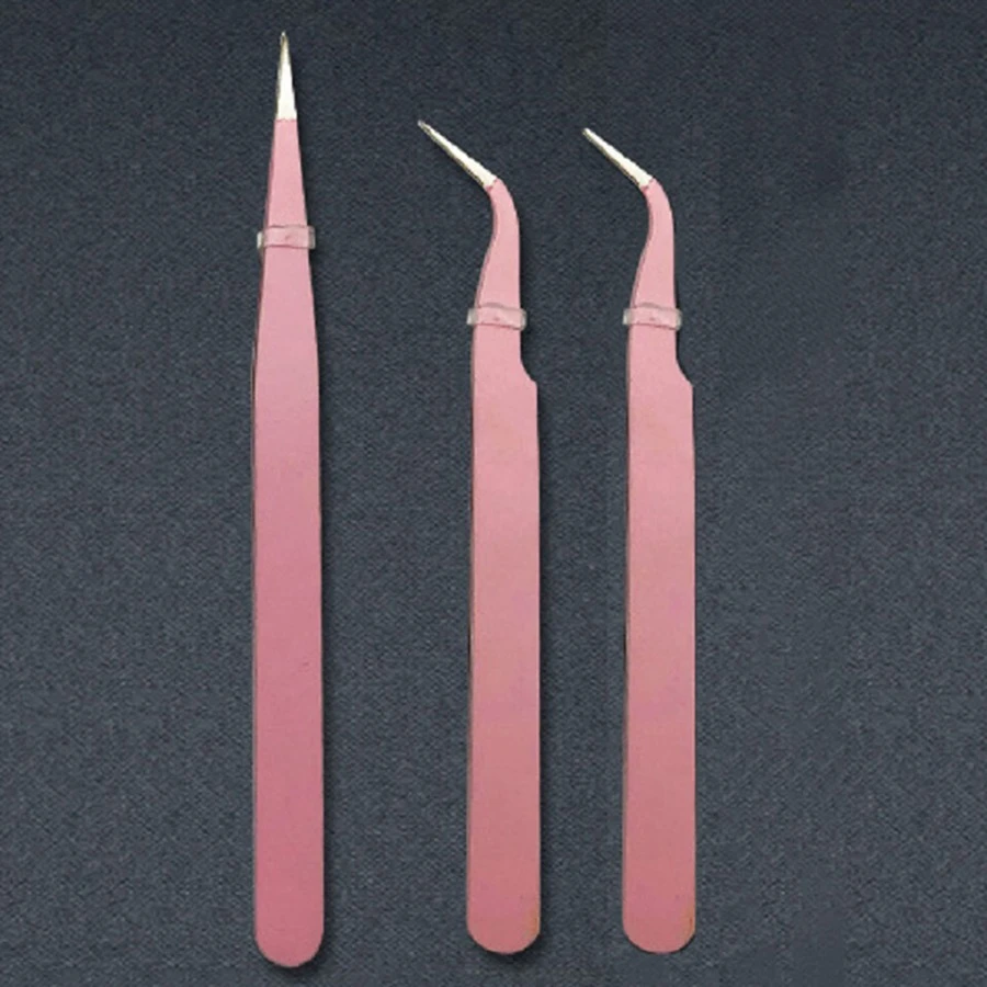 Chic & Fun Kit 3 Pin;a Cor Rosa Curva e Reta para Alongamento Cílios - Pink - Visão 1