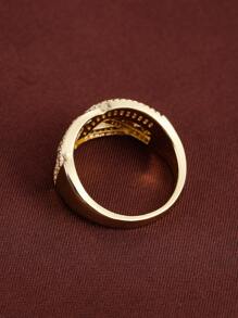 1女性化線方晶鋯石圓環 - 金色 - 查看 3