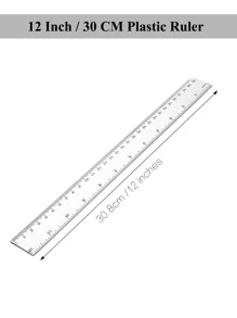 1 Paquete de reglas de plástico rectas transparentes con centímetros y pulgadas, de 5.9 pulgadas/7.8 pulgadas/11.8 pulgadas, herramienta de medición acrílica para estudiantes, escuela y oficina - Blanco - Ver 6
