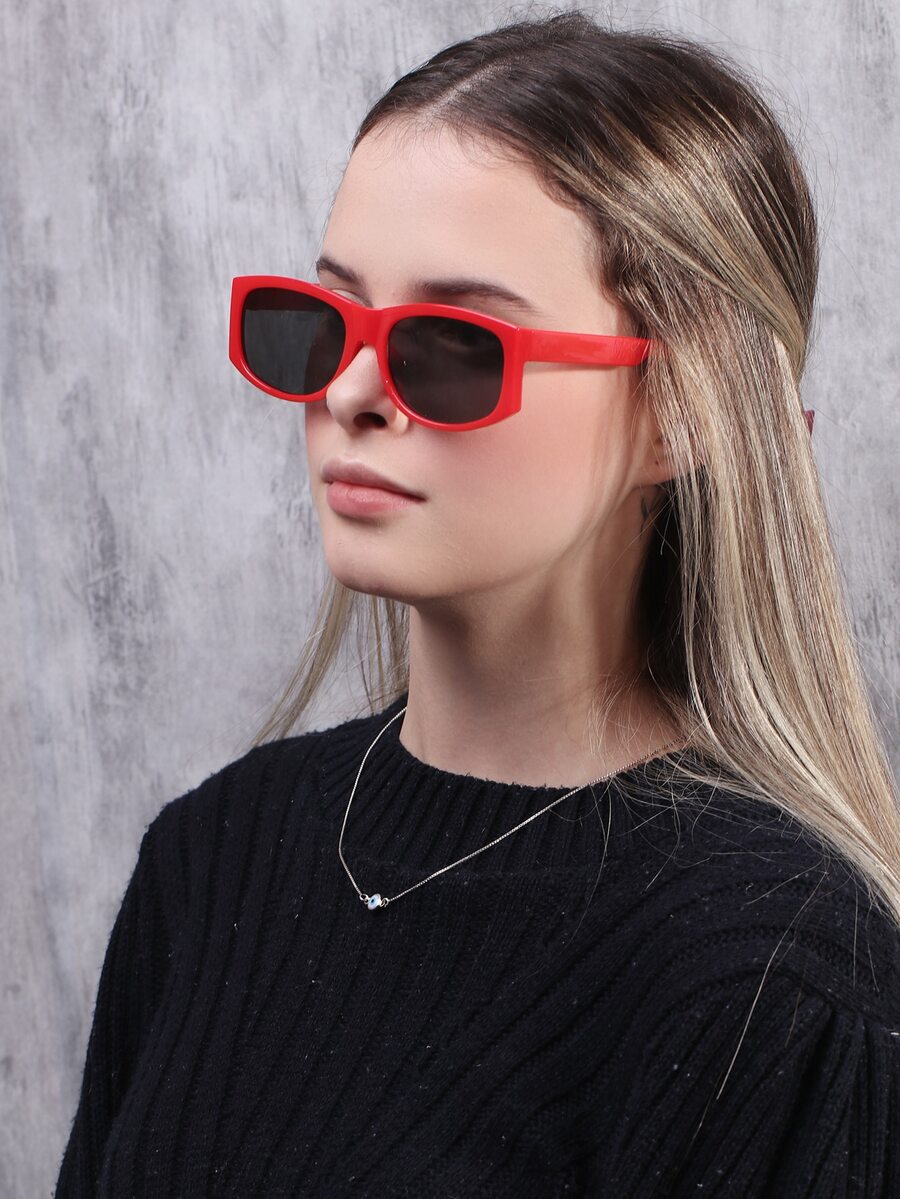 女性休閒太陽眼鏡,適合戶外旅行海灘度假 - 紅色 - 查看 1