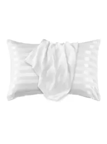 1入組緞面條紋枕套不附帶枕芯(白色) - 白色 - 查看 1