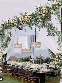 Rèm cửa vòm 1/2 tấm 4,4 yard Rèm phông nền mỏng cho tiệc cưới, trần nhà, rèm cửa tiệc cưới, vải trang trí, Giáng sinh - trắng - Xem 5