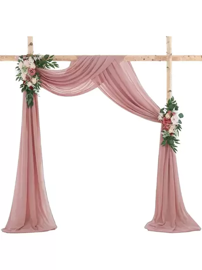 拱门窗帘 1/2 片 4.4 码透明背景窗帘，适用于派对天花板婚礼拱门接待处窗帘布装饰、圣诞节