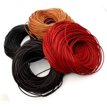 5 mét/gói dây da bò thật tròn làm đồ trang sức DIY làm dây thừng cho vòng cổ vòng tay - Màu Khaki - Xem 4