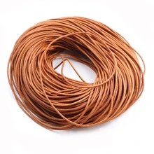 5 mét/gói dây da bò thật tròn làm đồ trang sức DIY làm dây thừng cho vòng cổ vòng tay - Màu Khaki - Xem 1