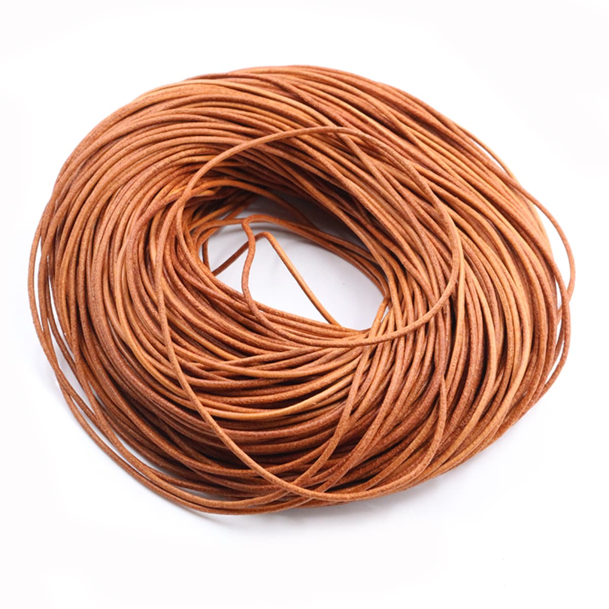 5 mét/gói dây da bò thật tròn làm đồ trang sức DIY làm dây thừng cho vòng cổ vòng tay - Màu Khaki - Xem 1