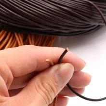 5 mét/gói dây da bò thật tròn làm đồ trang sức DIY làm dây thừng cho vòng cổ vòng tay - Màu Khaki - Xem 2