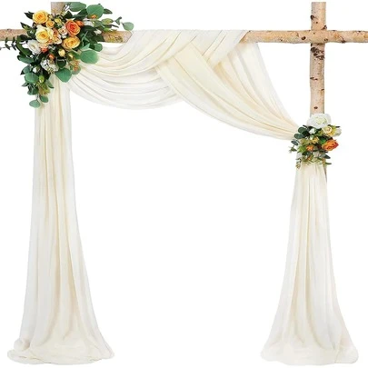 拱门窗帘 1/2 片 4.4 码透明背景窗帘，适用于派对天花板婚礼拱门接待处窗帘布装饰、圣诞节