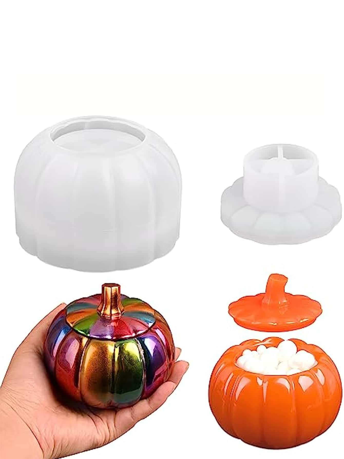 1 Miếng Silicone Nhựa Khuôn Đối với DIY Hình quả bí ngô Hộp trữ - trắng - Xem 1