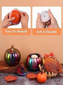 1 Miếng Silicone Nhựa Khuôn Đối với DIY Hình quả bí ngô Hộp trữ - trắng - Xem 3