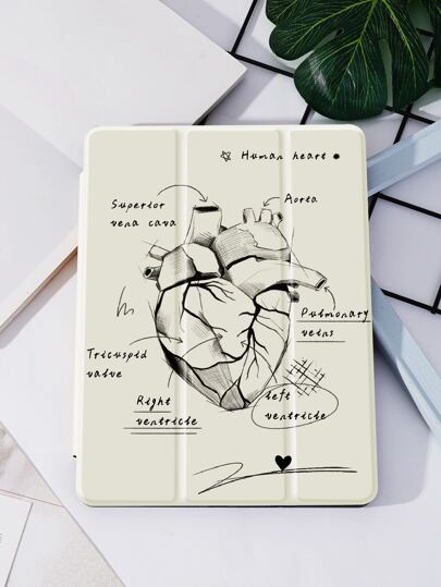 人体心脏保护壳与 iPad/Tab 兼容，带笔架，支持自动睡眠/唤醒盖
