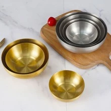 304不銹鋼韓式泡菜碗、盤子、飯碗、湯碗、商用多功能醬盤 - 金色 - 查看 11