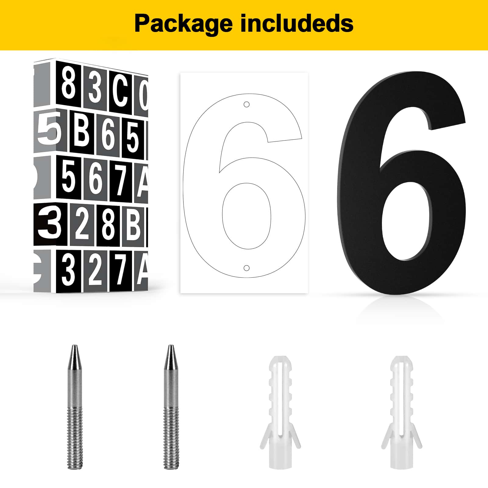 8 Inch Floating House Numbers, Address Numbers For Houses Large Silver