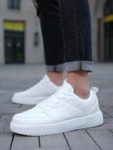 2023 nuevo estilo de hombres de moda transpirable todo-coincidencia blanco Zapatos , clásico de moda exterior plano casual Zapatos deportivos - Blanco - Ver 2