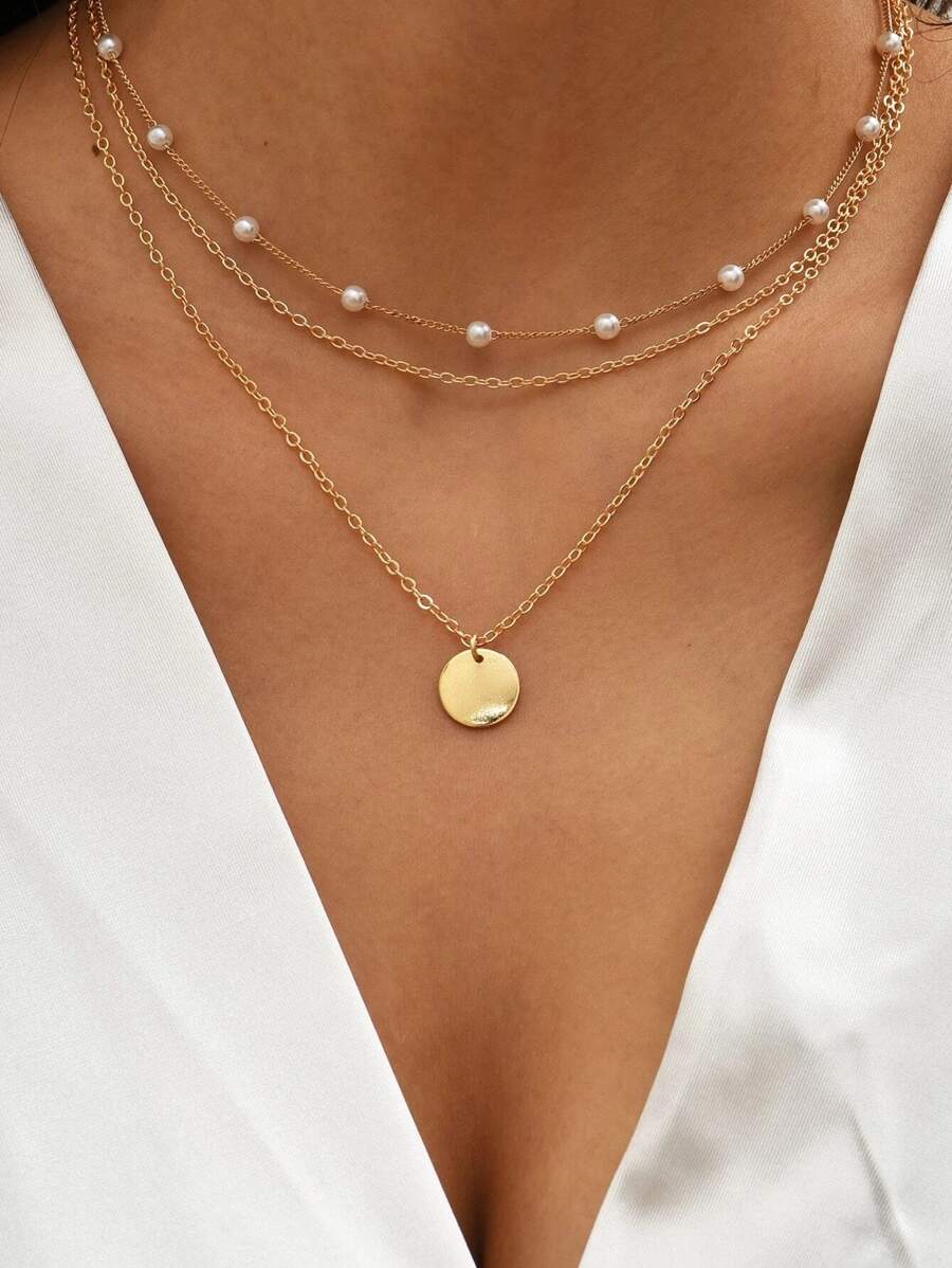 1pc Simple Multi-layer Collarbone Necklace Suitable For Women - Gold - View 1