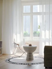 1pc Light And Luxurious Natural Wind And Transparent Window Curtain That You Cannot See Through - White - View 3