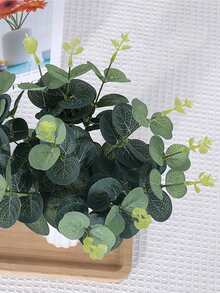 6pcs Artificial Single Branch Eucalyptus Dollar Leaves, Faux Plant Bouquet For Decoration, Wedding, Home, Etc. - Green - View 2