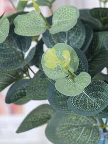 6pcs Artificial Single Branch Eucalyptus Dollar Leaves, Faux Plant Bouquet For Decoration, Wedding, Home, Etc. - Green - View 3